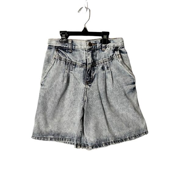 Vintage Palmettos Shorts Sz 10 High Rise Acid Wash Distressed Pleated Denim - Picture 1 of 9